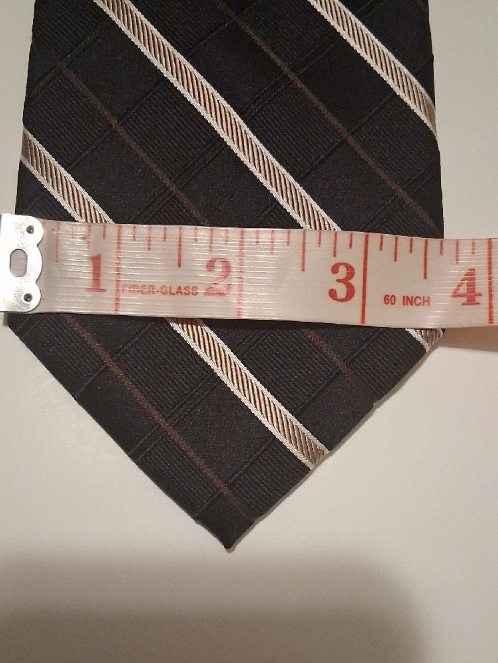 Joseph Abboud Black Tie with Cream Diagonal Stripes - Picture 8 of 9